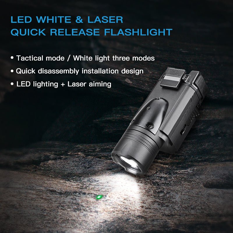 Richfire SFD - 060 1000 Lumen LED Quick installation Tactical Flashlight Green Laser - Richfire® Official Store Tactical Flashlight Weapon Light Seller