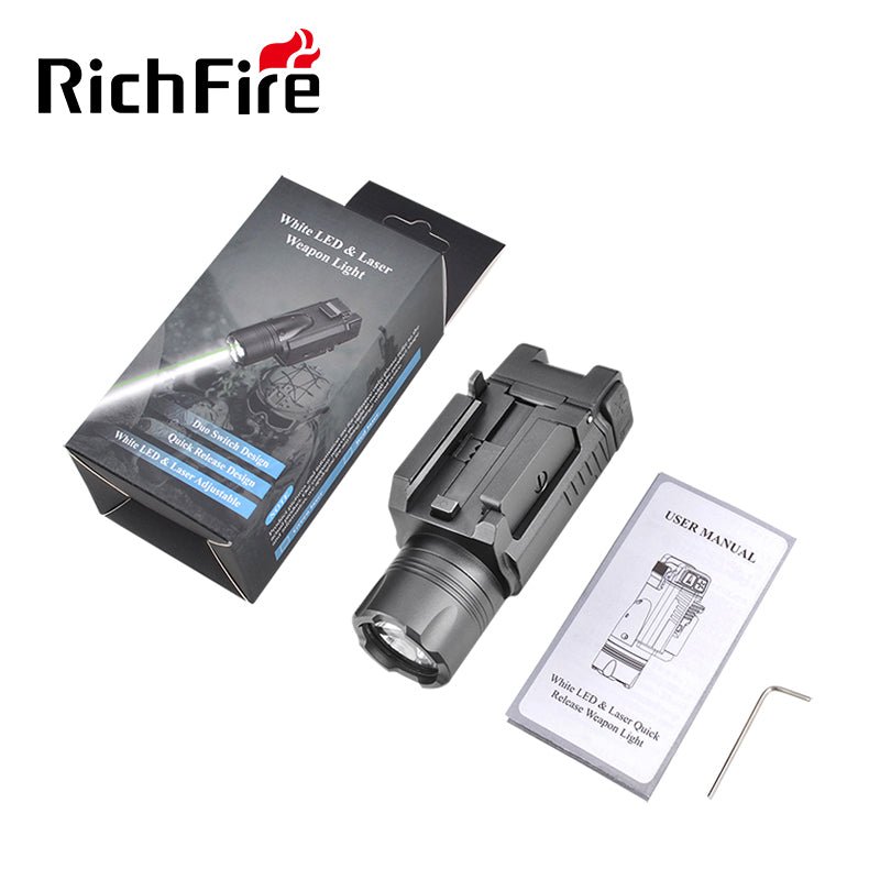 Richfire SFD - 060 1000 Lumen LED Quick installation Tactical Flashlight Green Laser - Richfire® Official Store Tactical Flashlight Weapon Light Seller