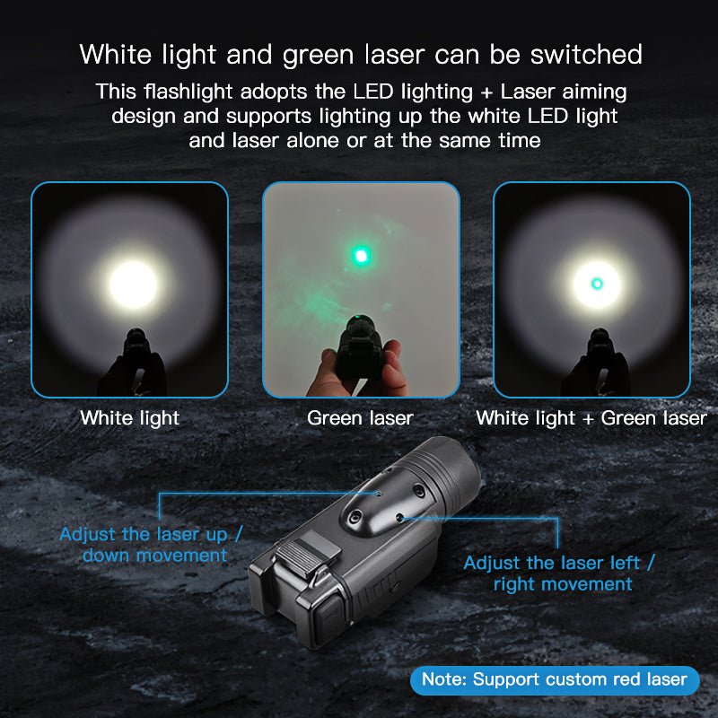 Richfire SFD - 060 1000 Lumen LED Quick installation Tactical Flashlight Green Laser - Richfire® Official Store Tactical Flashlight Weapon Light Seller