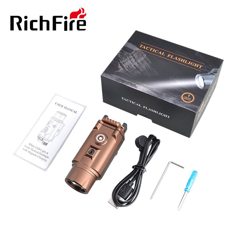 Richfire SFD - 077X 1500 Lumen LED Magnetic Rechargeable Tactical Flashlight Green Laser - Richfire® Official Store Tactical Flashlight Weapon Light Seller