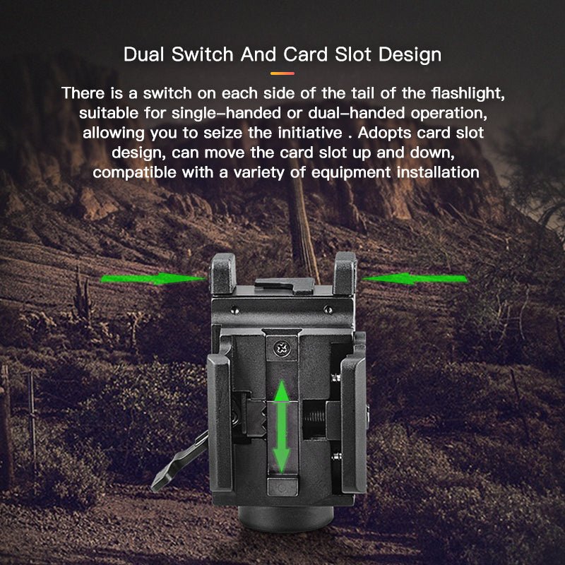 Richfire SFD - 089 800 Lumen LED Rechargeable Tactical Flashlight With Sliding Card Slot Green Laser - Richfire® Official Store Tactical Flashlight Weapon Light Seller