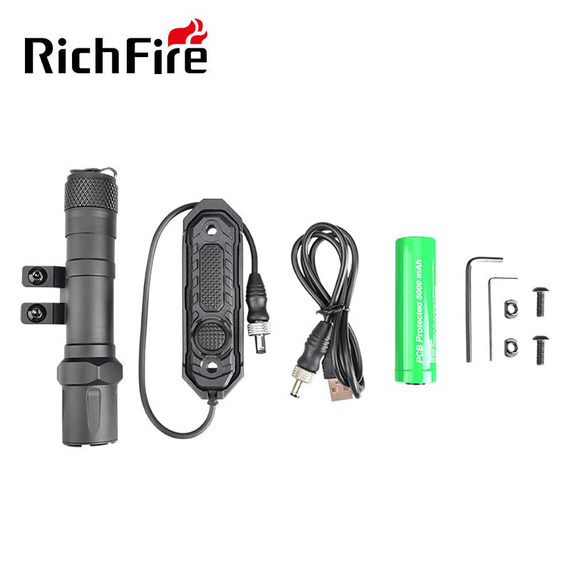 Richfire SFD - 092 2000 Lumen LED Rechargeable Tactical Flashlight - Richfire® Official Store Tactical Flashlight Weapon Light Seller