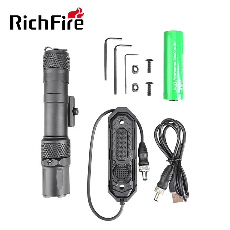 Richfire SFD - 092L 1900 Lumen LED Rechargeable Tactical Flashlight Green Laser - Richfire® Official Store Tactical Flashlight Weapon Light Seller