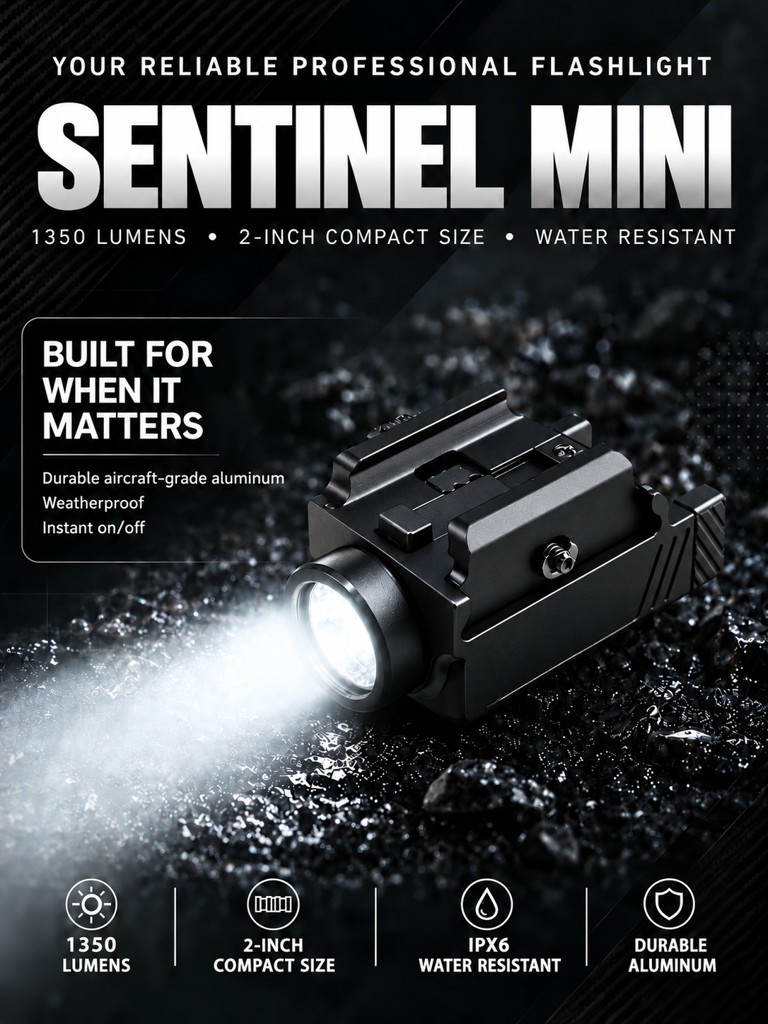 RichFire® SFD-098 Sentinel Mini 1350-Lumen Compact Weapon Light